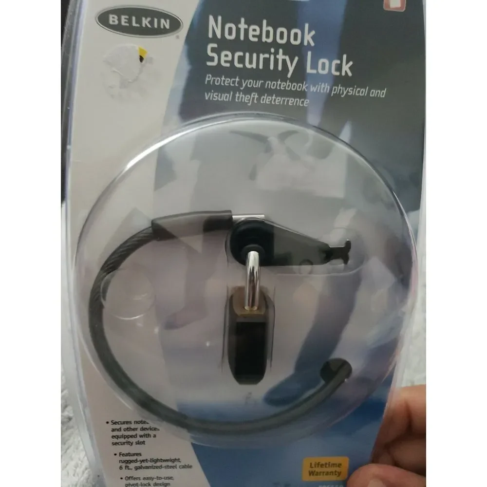 Belkin Notebook Security Lock 6ft Galvanized Steel‎ Cable F8E550 Laptop Lock